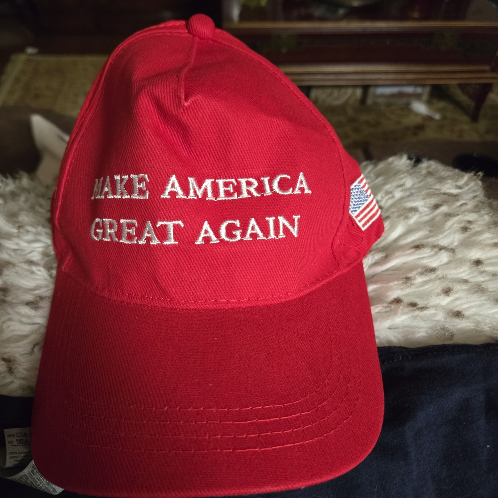 Red Cap with Embroidered Slogan
